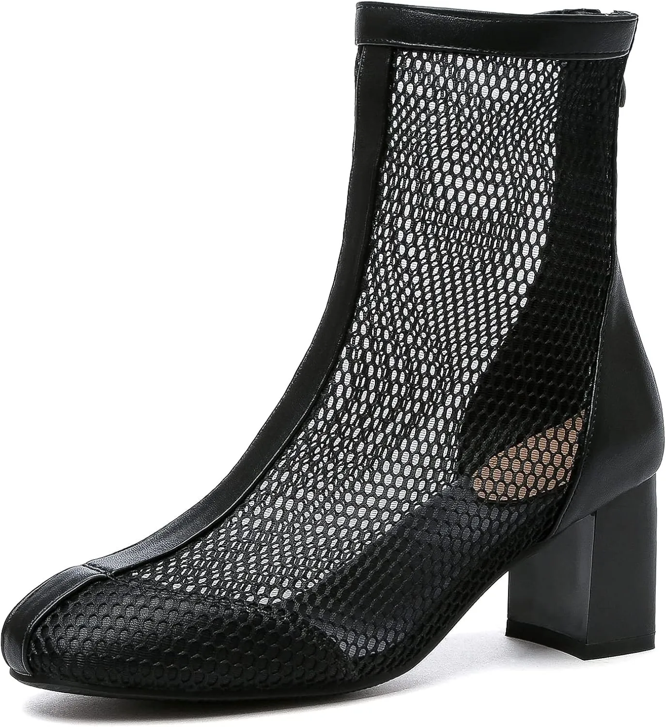 Gicoiz Women Summer Chelsea Block Heel Mesh Ankle Boots