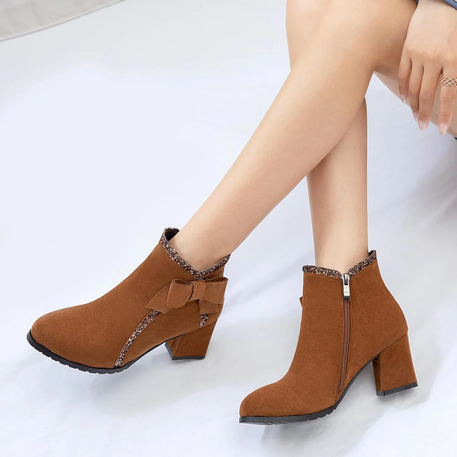 Gicoiz Womens Office Work Formal Block Heel Chelsea Boots