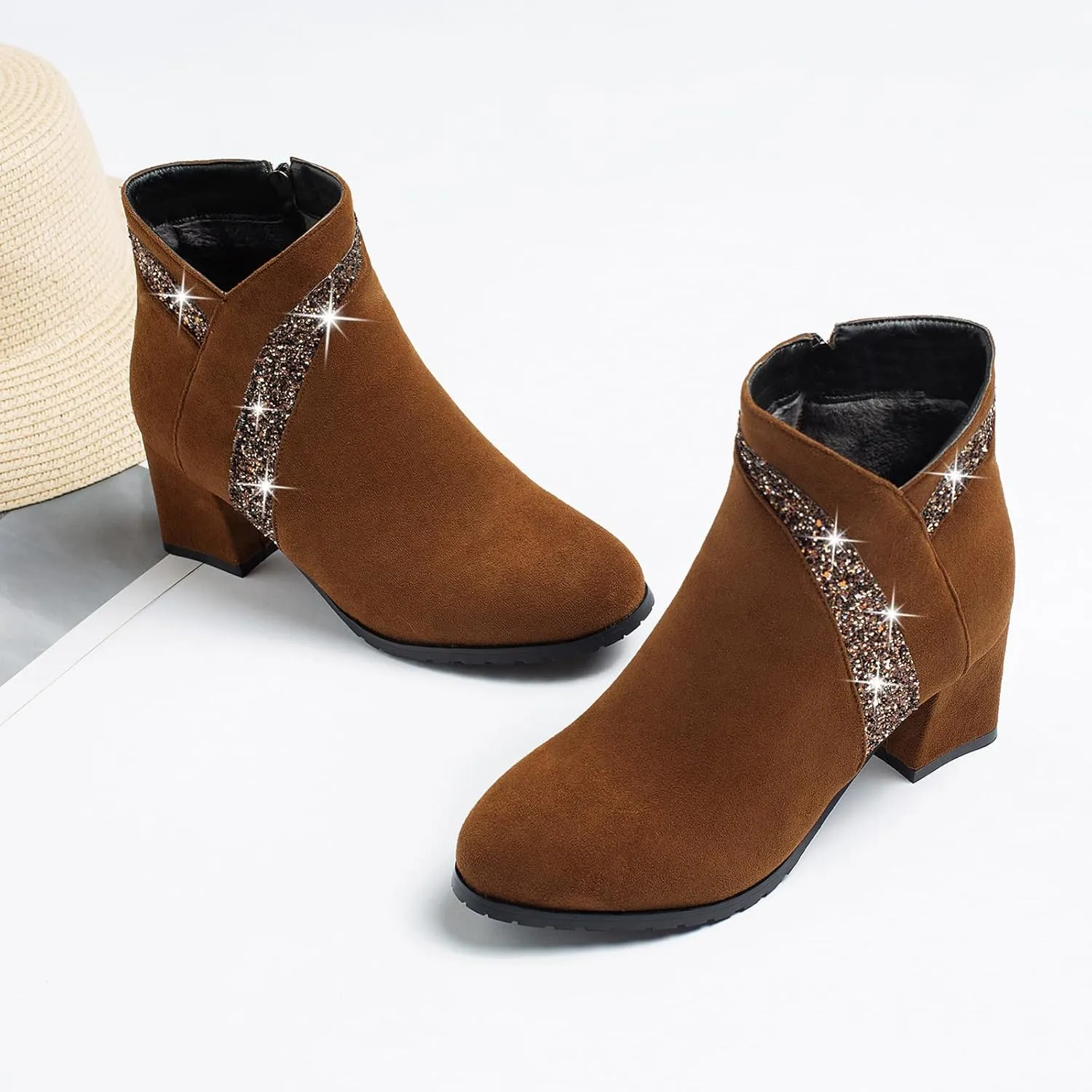 Gicoiz Womens Office Work Formal Block Heel Chelsea Boots
