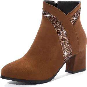 Gicoiz Womens Office Work Formal Block Heel Chelsea Boots
