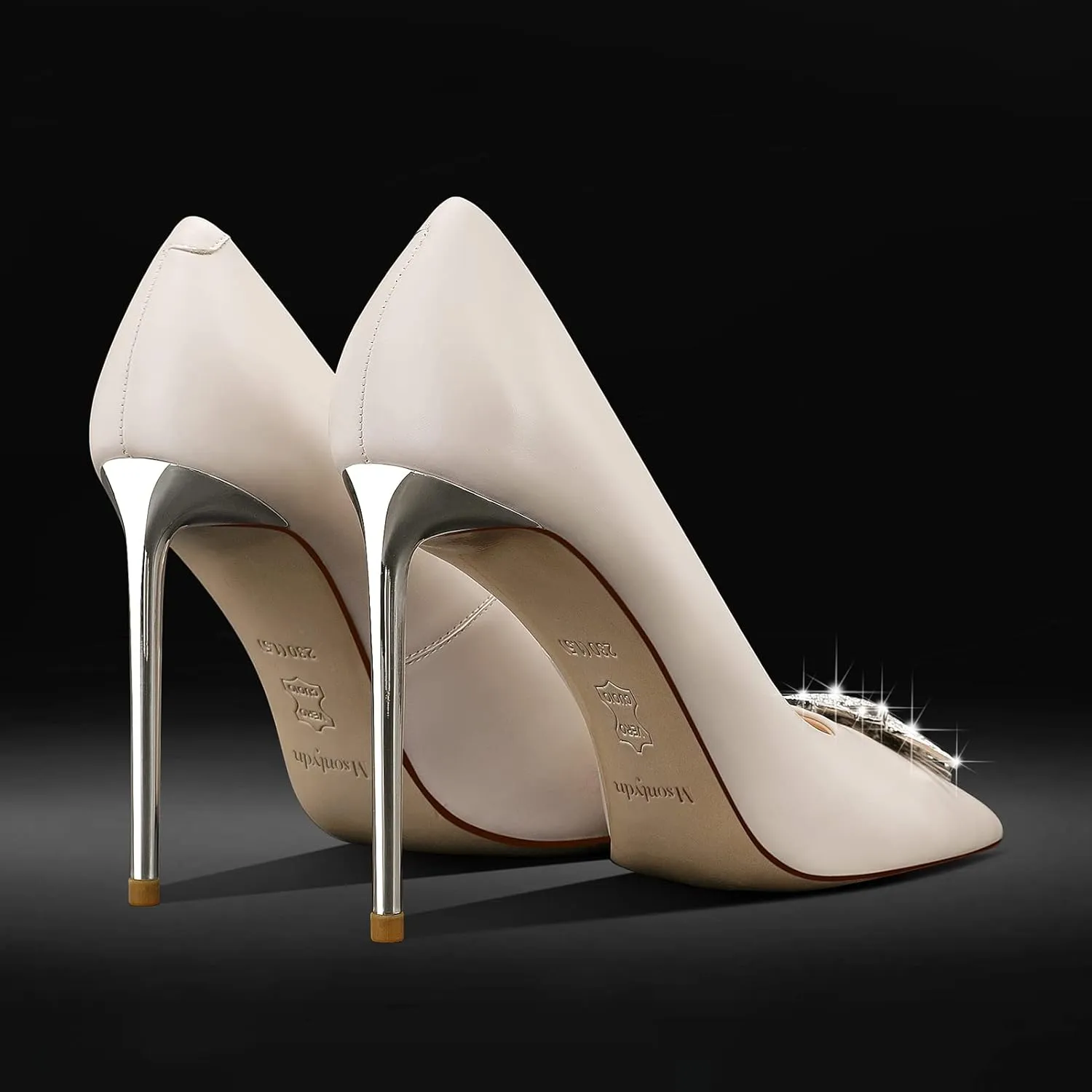 Glitter High Heels for Women,4.13Inch Pointed Toe Dress Shoes, Leather Stiletto Heels Evening Pary Pumps