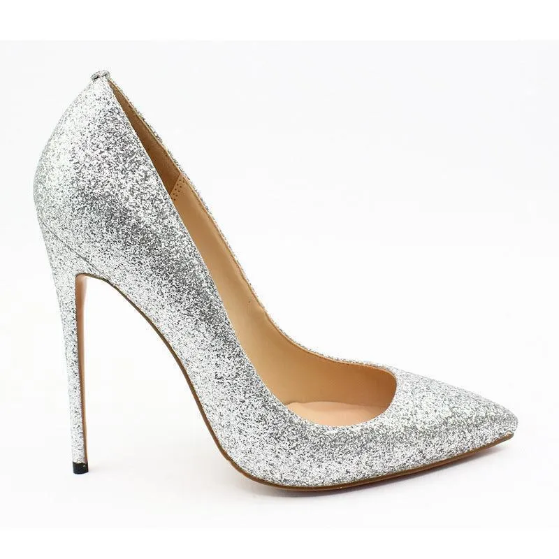 Glitter pointed high heels