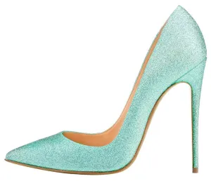 Glitter pointed high heels