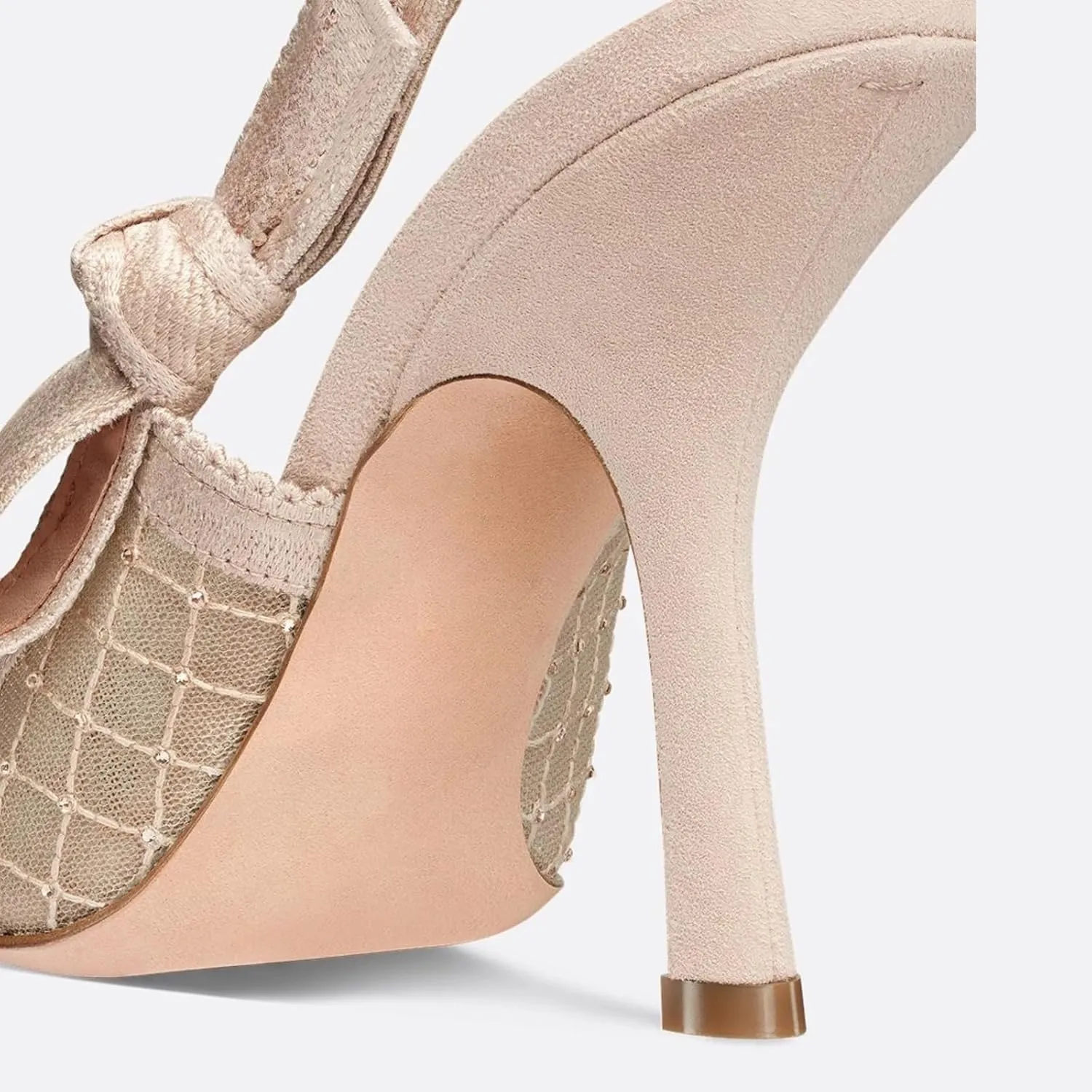Goolita Pointed Closed Toe Pearl Slingback Heels for Women, Mesh Bow Evening Pump Stiletto High Heels Backless Party Bridal Shoes for Wedding