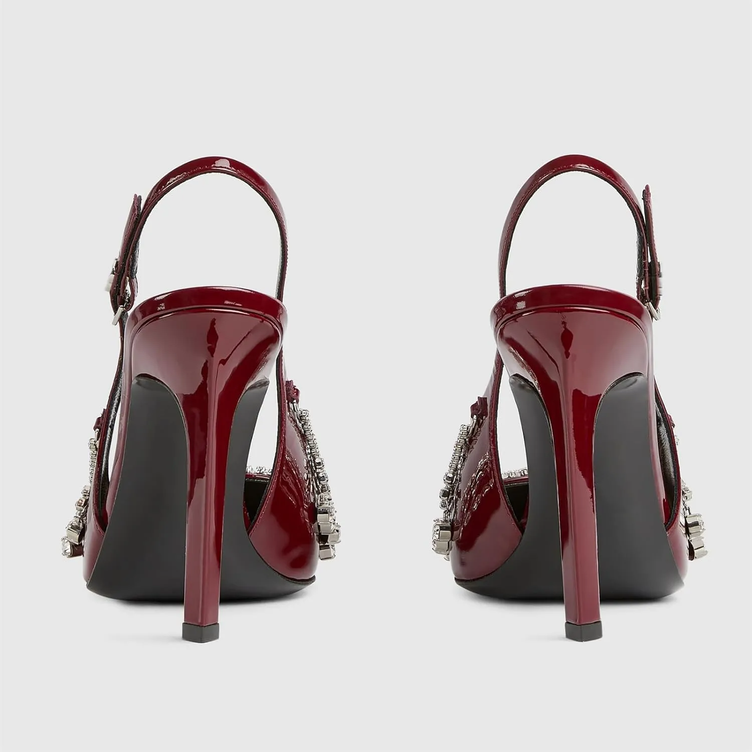 Goolita Sparkly Rhinestone Slingback Heels for Women, Closed Pointed Toe Sexy Stiletto High Heels Buckle Party Pumps Shoes