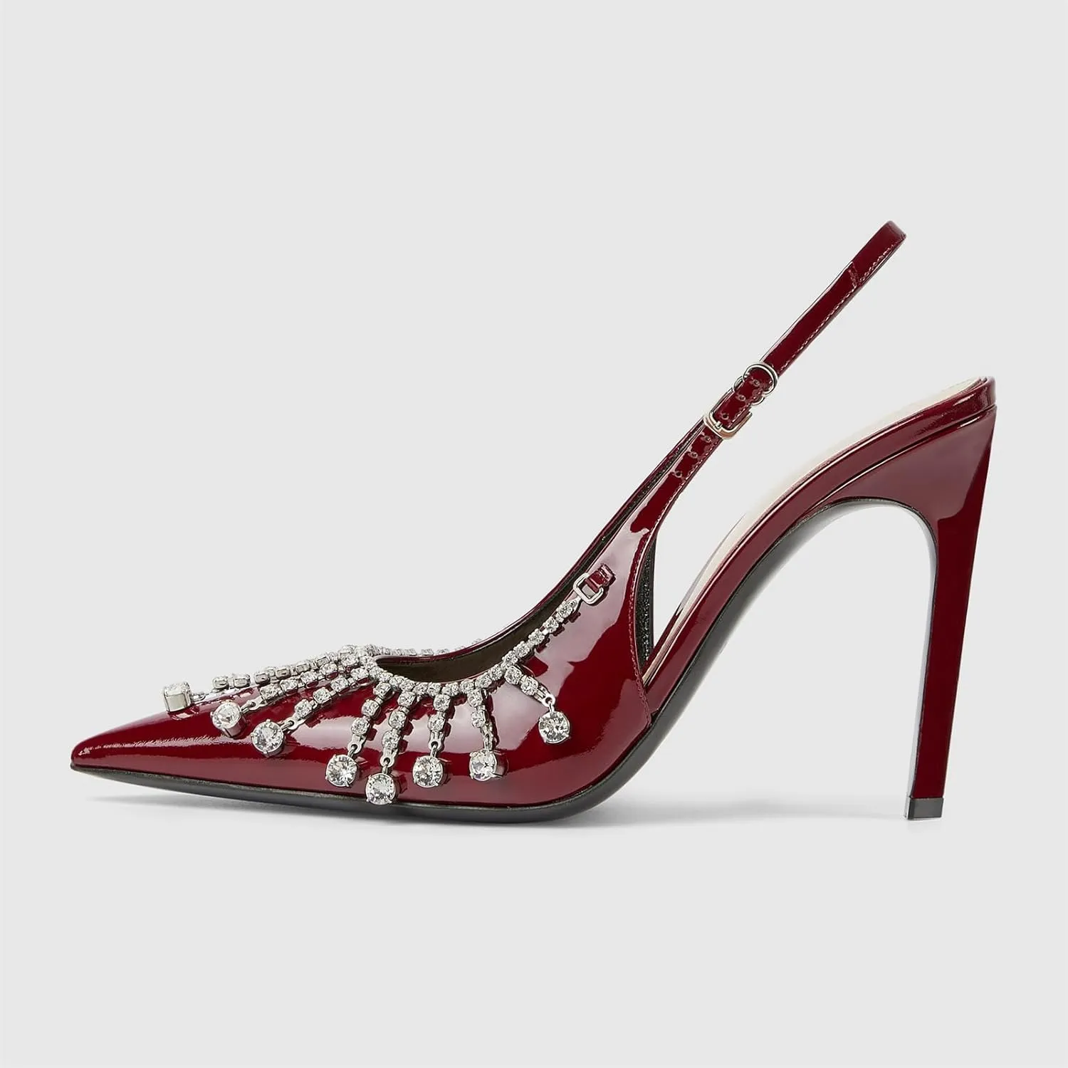 Goolita Sparkly Rhinestone Slingback Heels for Women, Closed Pointed Toe Sexy Stiletto High Heels Buckle Party Pumps Shoes