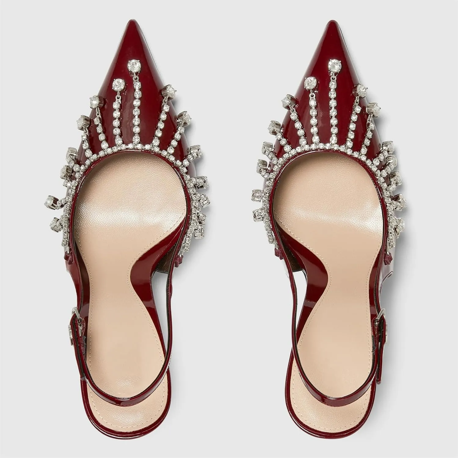 Goolita Sparkly Rhinestone Slingback Heels for Women, Closed Pointed Toe Sexy Stiletto High Heels Buckle Party Pumps Shoes