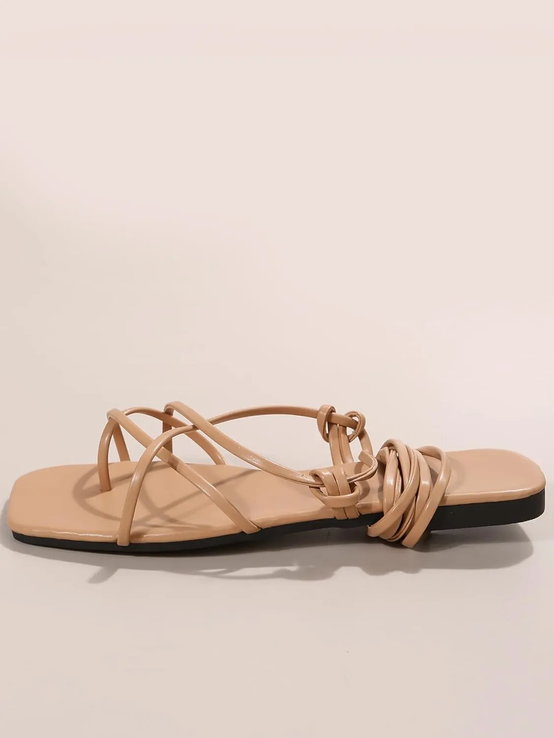 GORGLITTER Women's Summer Strappy Beach Sandals For Women 2025 Leather Lace Up Shoes