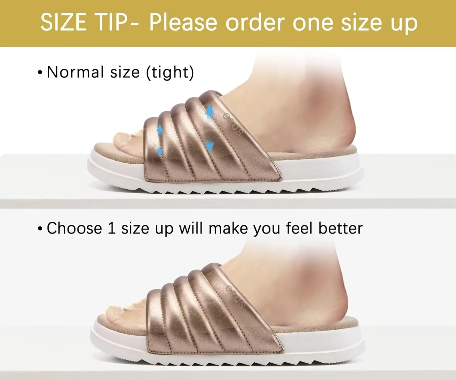 GPOS Womens Slides with Memory Foam Soft Cushioned Cozy House Slippers for Woman Comfy Open Toe Ladies Sandals Leather Slip on Bedroom Shoes Plantar Fasciitis Indoor Outdoor