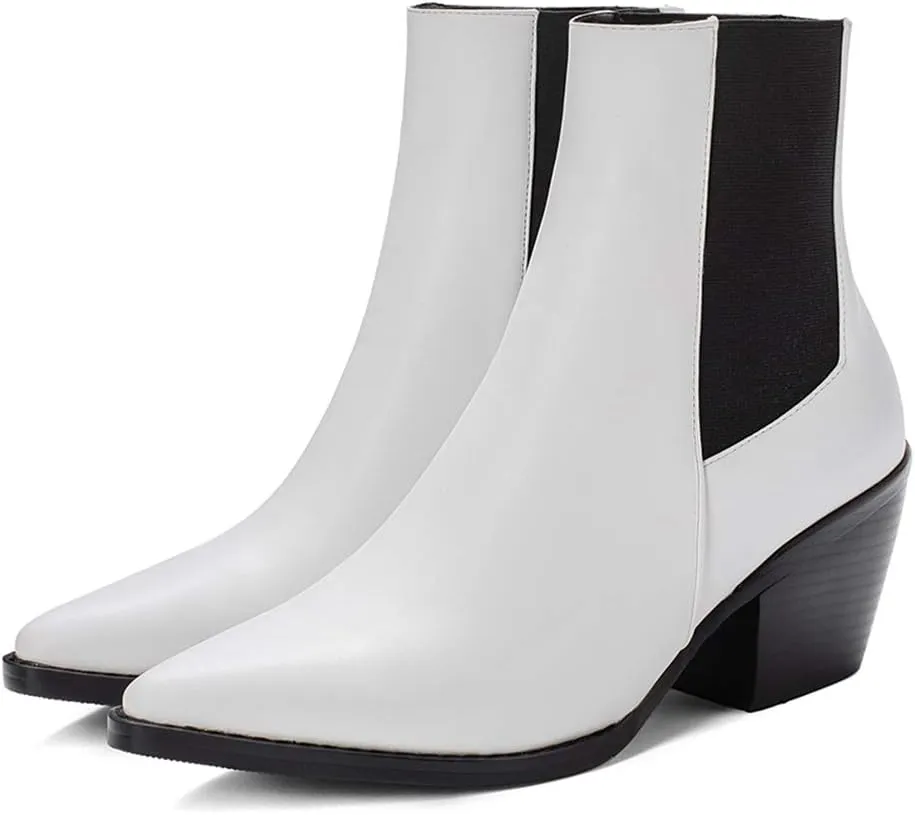 Gracemee Women Classic Chelsea Boots Block High Heels Ankle Boots