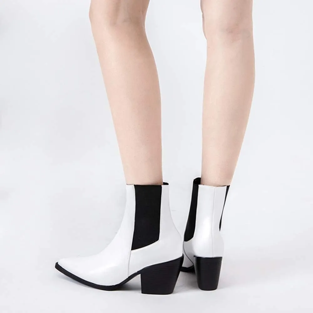 Gracemee Women Classic Chelsea Boots Block High Heels Ankle Boots