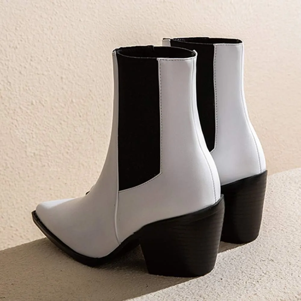 Gracemee Women Classic Chelsea Boots Block High Heels Ankle Boots