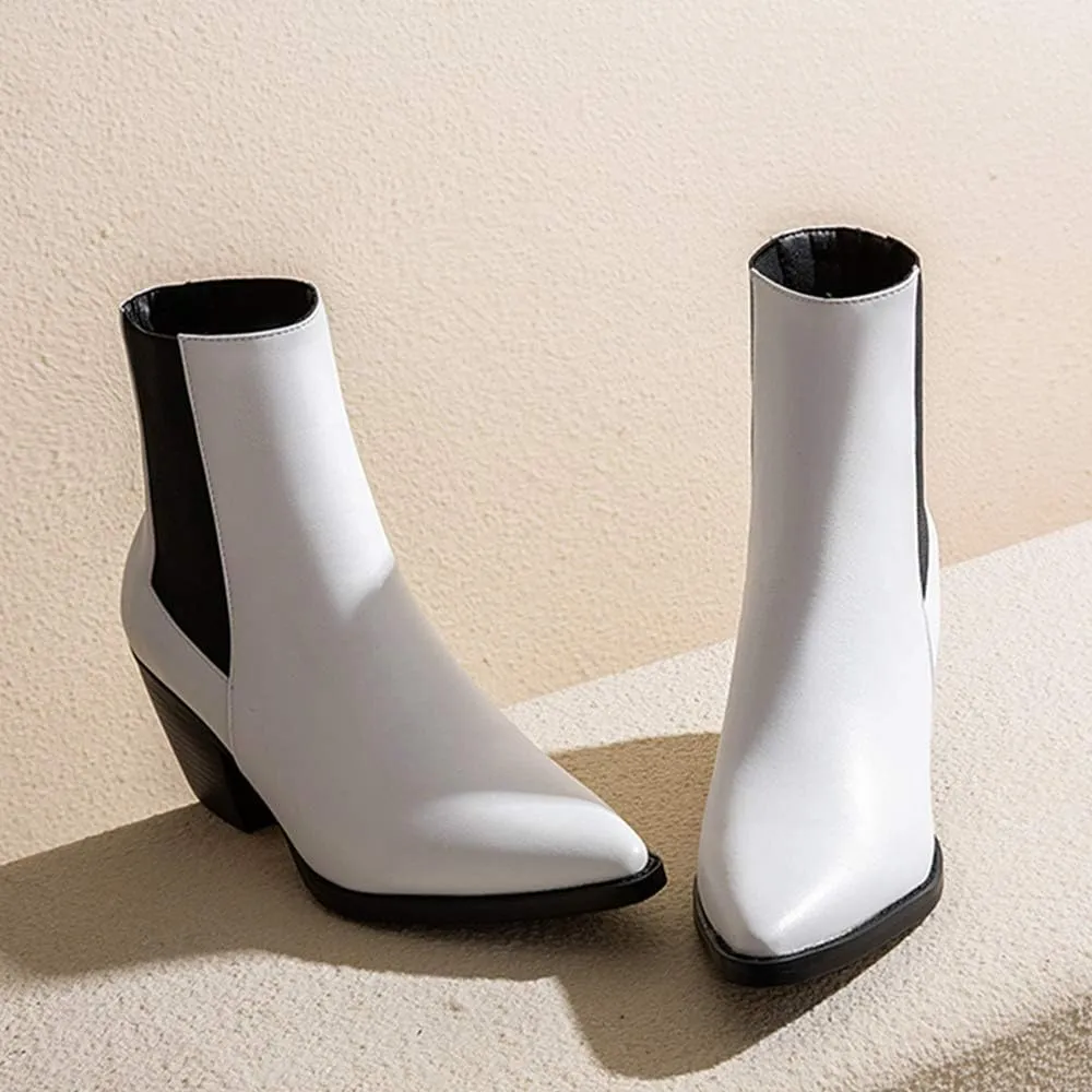 Gracemee Women Classic Chelsea Boots Block High Heels Ankle Boots