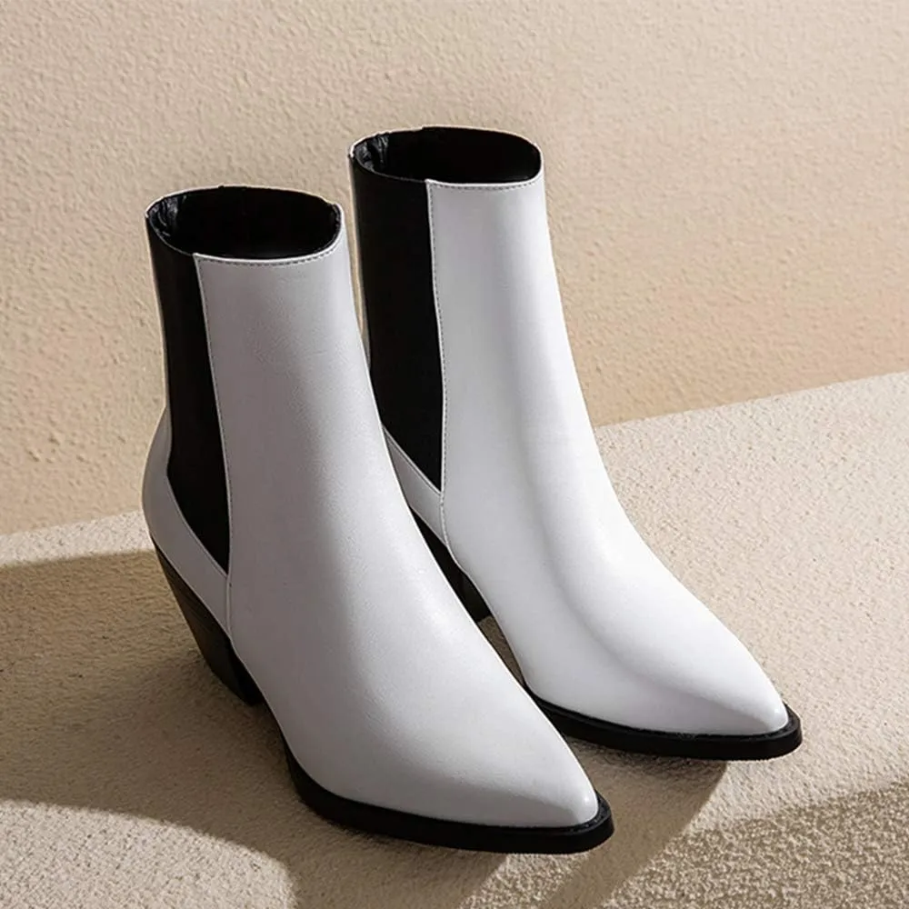 Gracemee Women Classic Chelsea Boots Block High Heels Ankle Boots