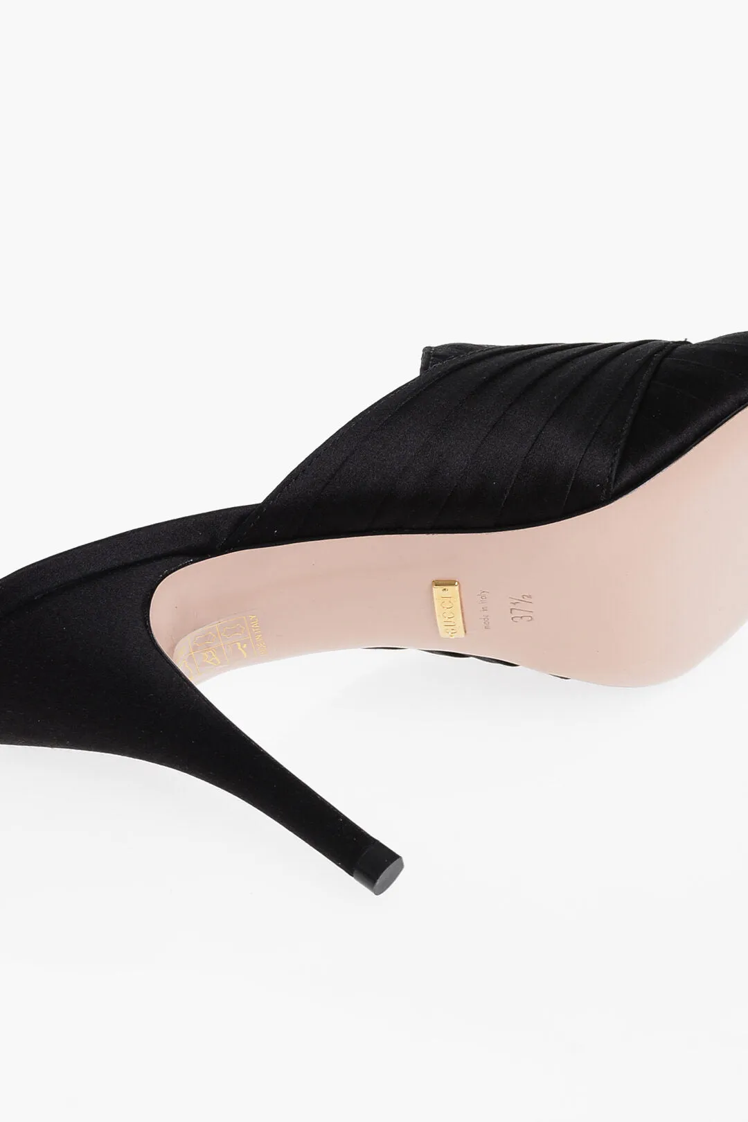 Gucci Silk Satin Open Toe Mules 10cm