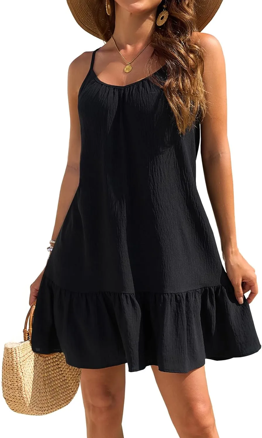 Halife Swimsuit Coverup for Women 2025 Vacation Beach Cover Ups Spaghetti Straps Bathing Suit Cover Up Sundress