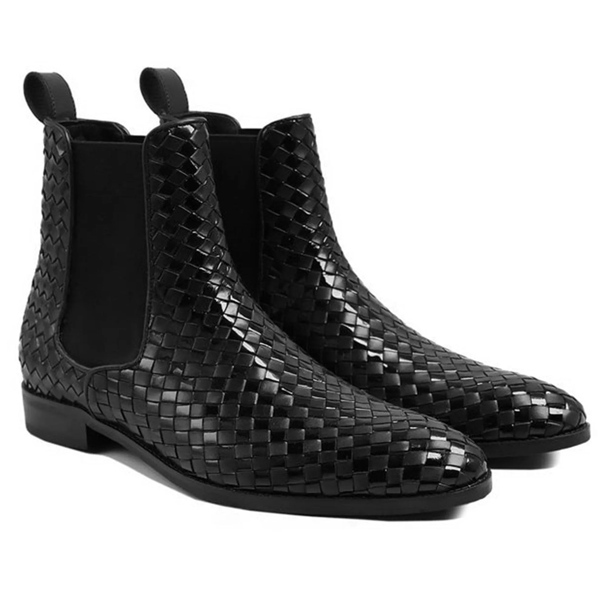 Handmade Customisable Black Leather Chelsea Boots For Men