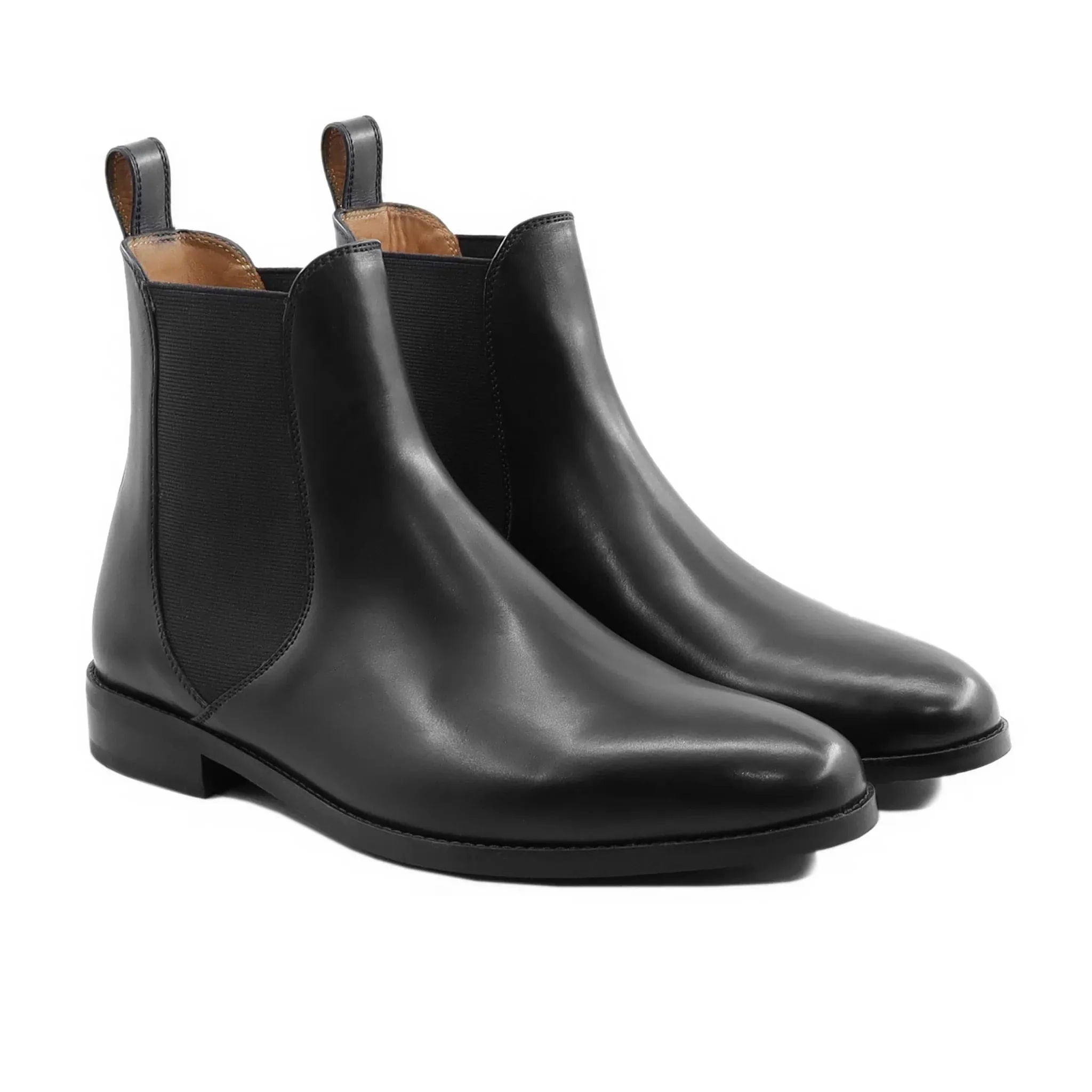 Handmade Customisable Black Leather Chelsea Boots For Men
