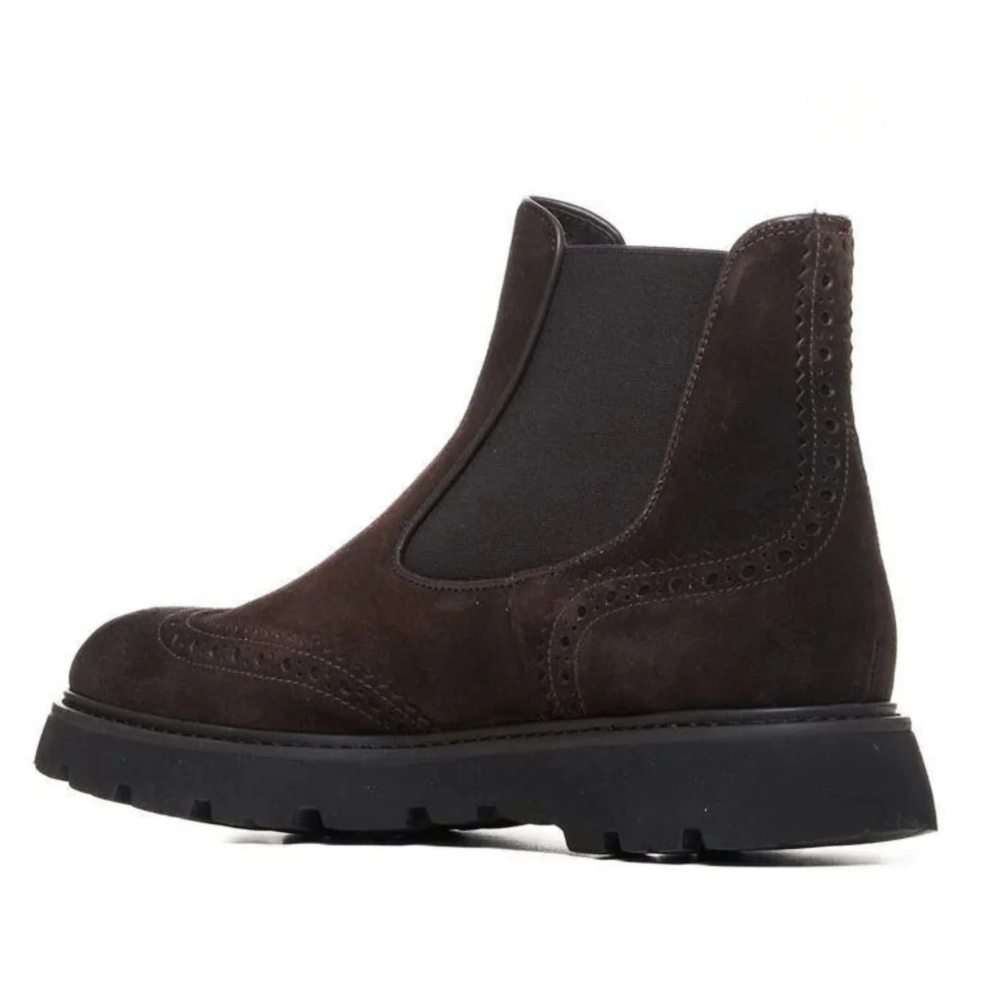 Handmade Customisable Dark Brown Suede Leather Chunky Sole Chelsea Boots