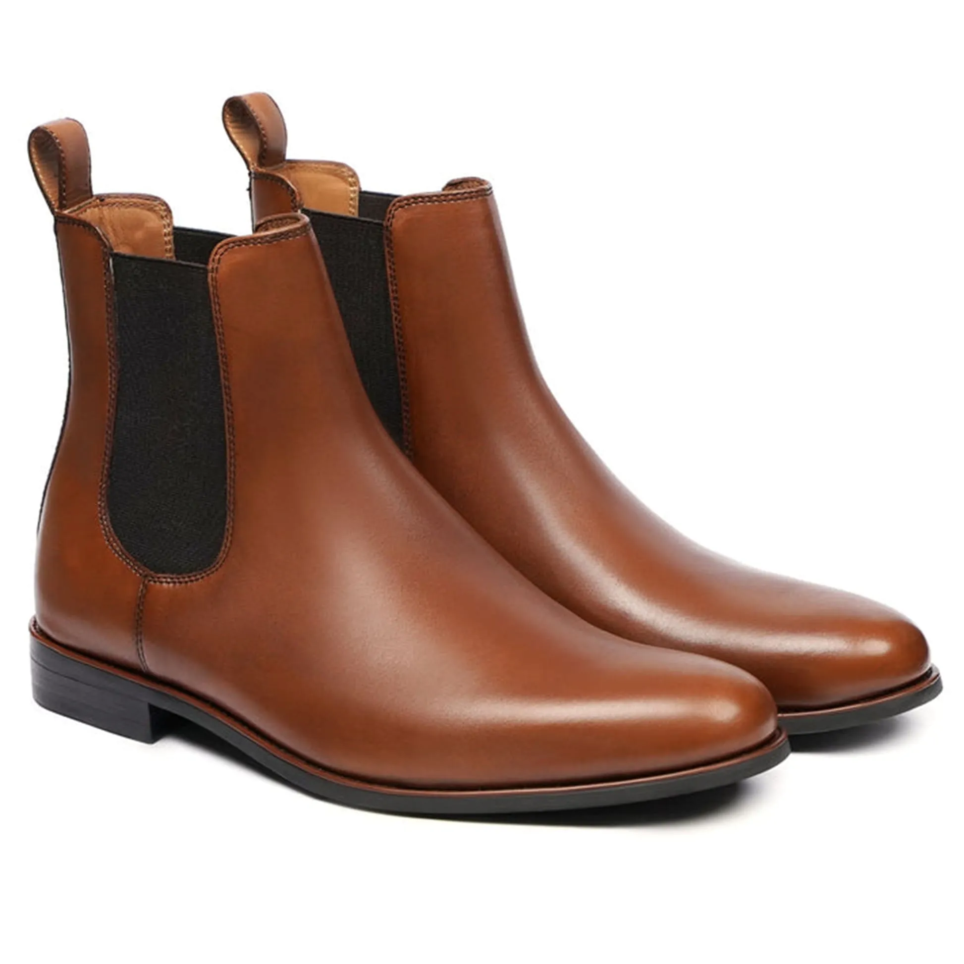 Handmade Customisable Leather Brown Chelsea Boots For Men