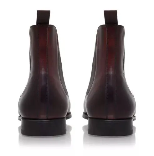 Handmade Men Burgundy Color Chelsea Boots, Leather Chelsea Ankle Boots