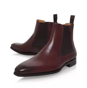 Handmade Men Burgundy Color Chelsea Boots, Leather Chelsea Ankle Boots