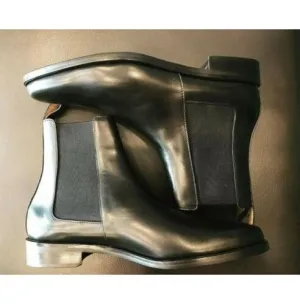 Handmade Mens Black Leather Chelsea Boots, Men formal Leather Ankle Boots