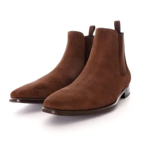 Handmade Mens Tan Color Suede Leather Chelsea Boots, Leather Ankle shoes