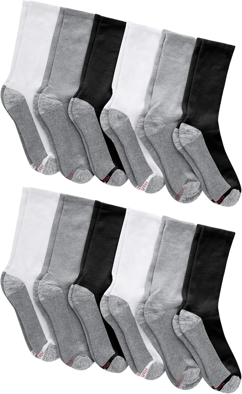 Hanes Men's Max Cushioned Crew Socks, Moisture-Wicking with Odor Control, Multipack
