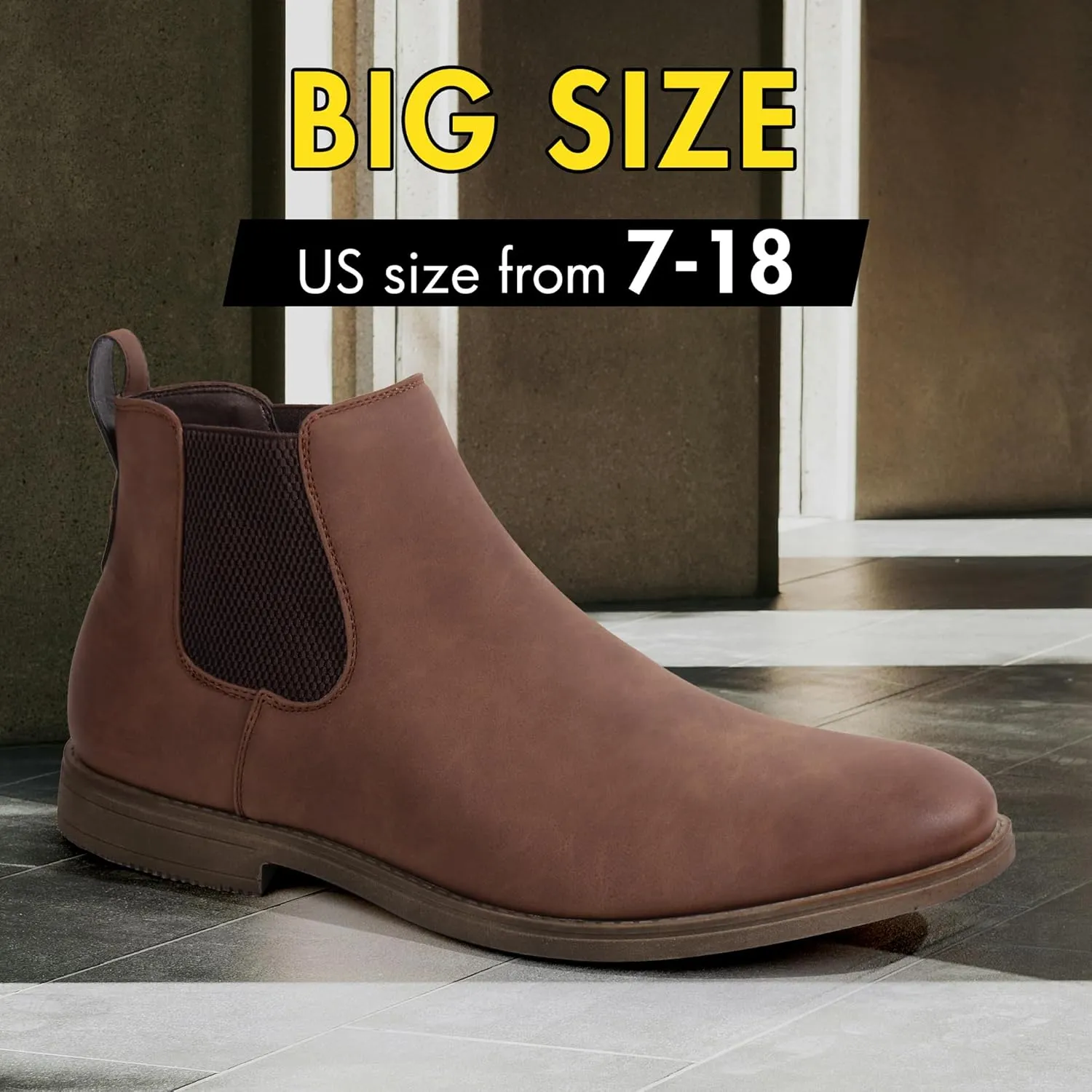 Hawkwell Men's Plus Size Chelsea Boots Classic Casual Dress Ankle Boots in Regular and Plus Sizes