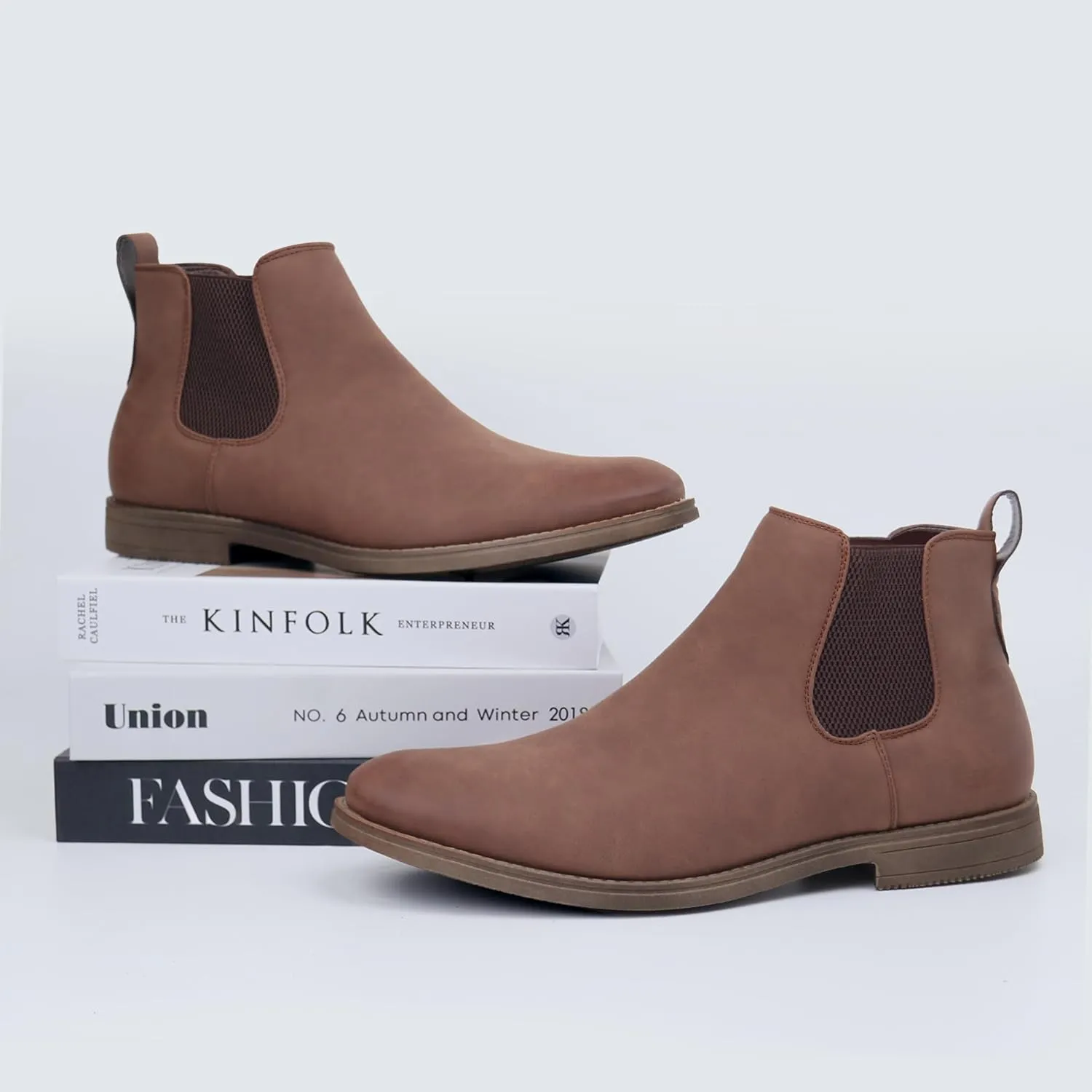 Hawkwell Men's Plus Size Chelsea Boots Classic Casual Dress Ankle Boots in Regular and Plus Sizes