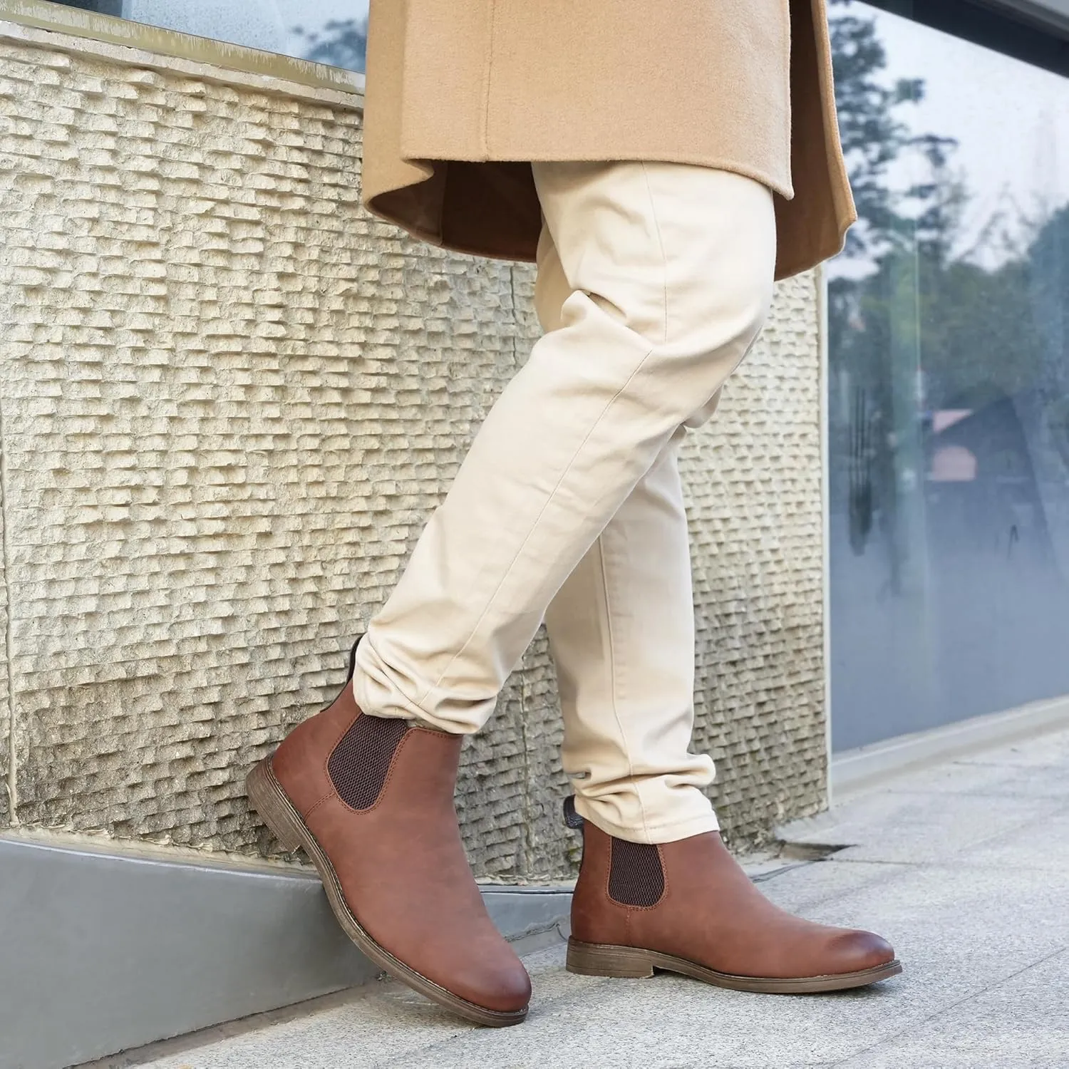 Hawkwell Men's Plus Size Chelsea Boots Classic Casual Dress Ankle Boots in Regular and Plus Sizes