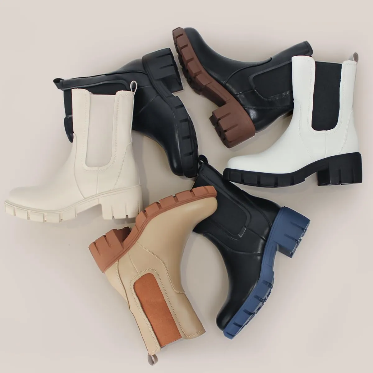 Hawkwell Women's Platform Chelsea Boots Chunky Ankle Boots Elastic Block Heel Lug Sole Booties