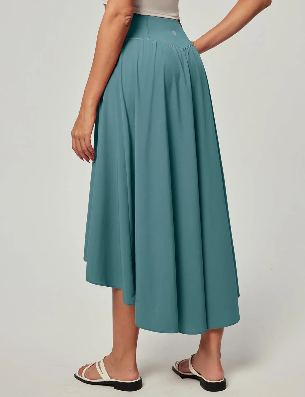 Heathyoga High Waist Wrap Skirt with Shorts Flowy Skirts for Women Trendy Summer Ruffle High Low Maxi Skirt with Slit