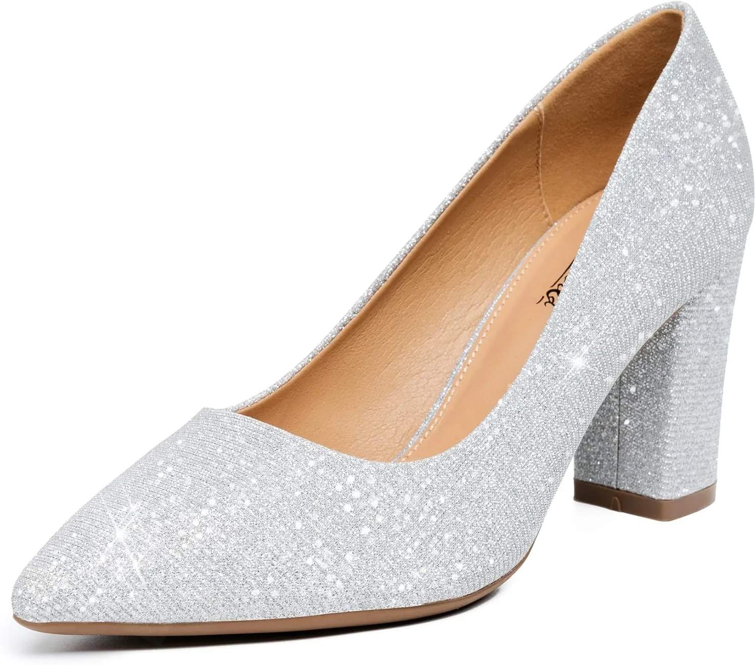 Heel The World Women's High Chunky Block Closed Toe Heels,Slip On Pointed Toe Work Dress Office Wedding Party Pumps Shoes
