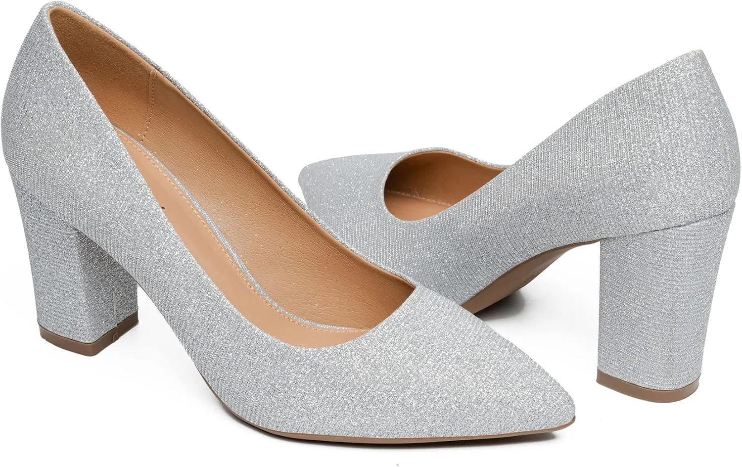 Heel The World Women's High Chunky Block Closed Toe Heels,Slip On Pointed Toe Work Dress Office Wedding Party Pumps Shoes
