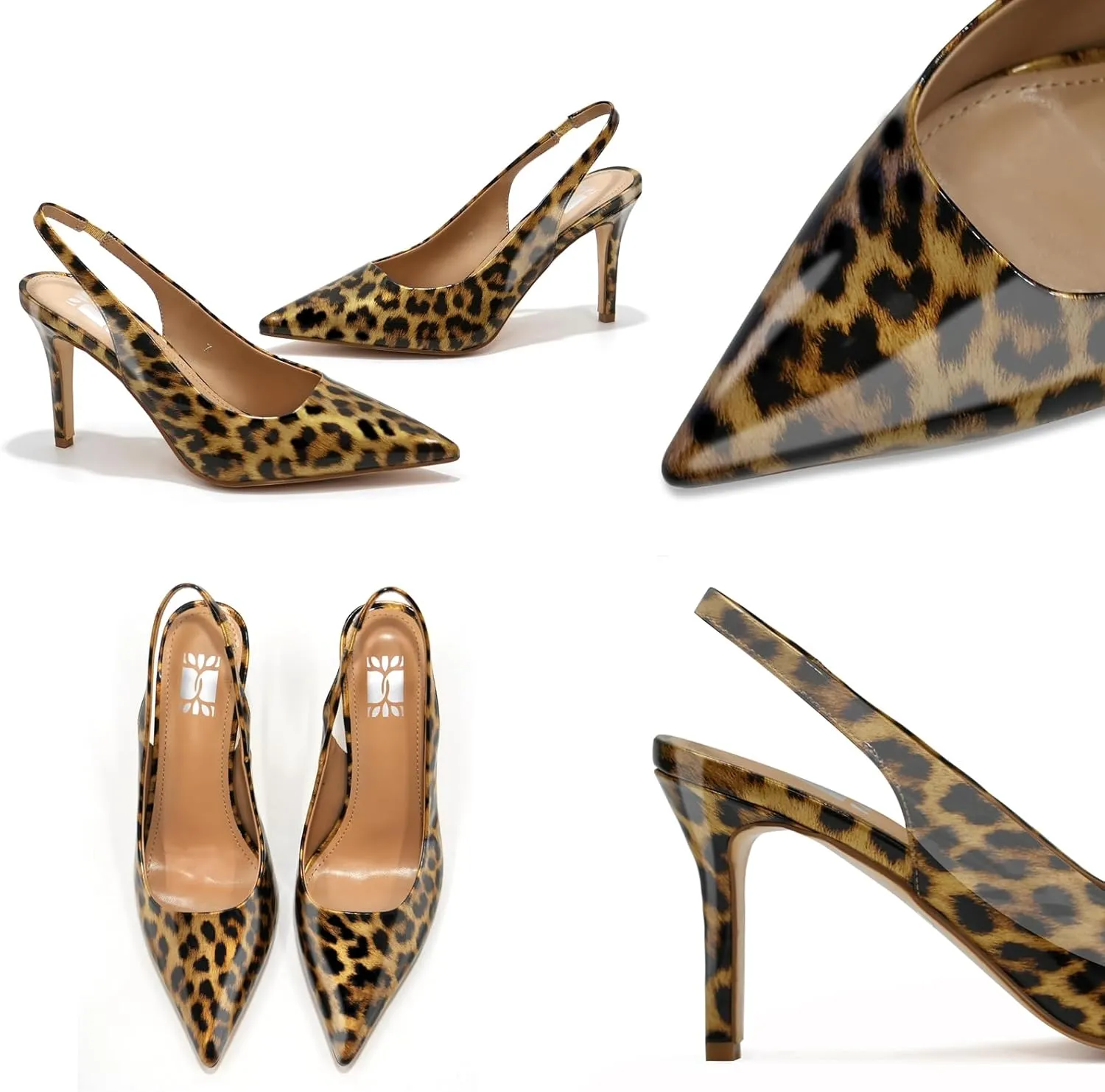 heelchic Slingback Heels for Women Pointed Toe Stiletto Heel Closed Toe Pumps Slip on High Heels 2.95 inch Dress Pumps
