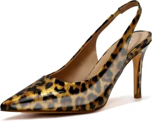 heelchic Slingback Heels for Women Pointed Toe Stiletto Heel Closed Toe Pumps Slip on High Heels 2.95 inch Dress Pumps