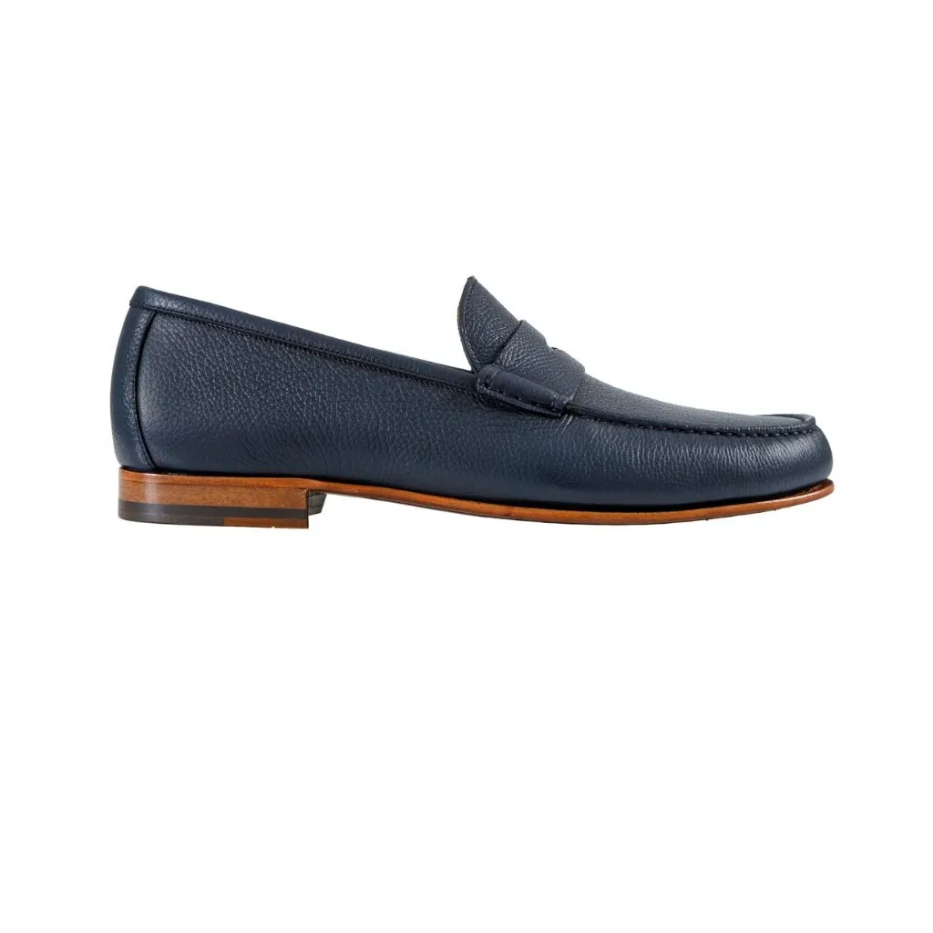 HENRY SARTORIAL Calf Leather Penny Loafer NAVY