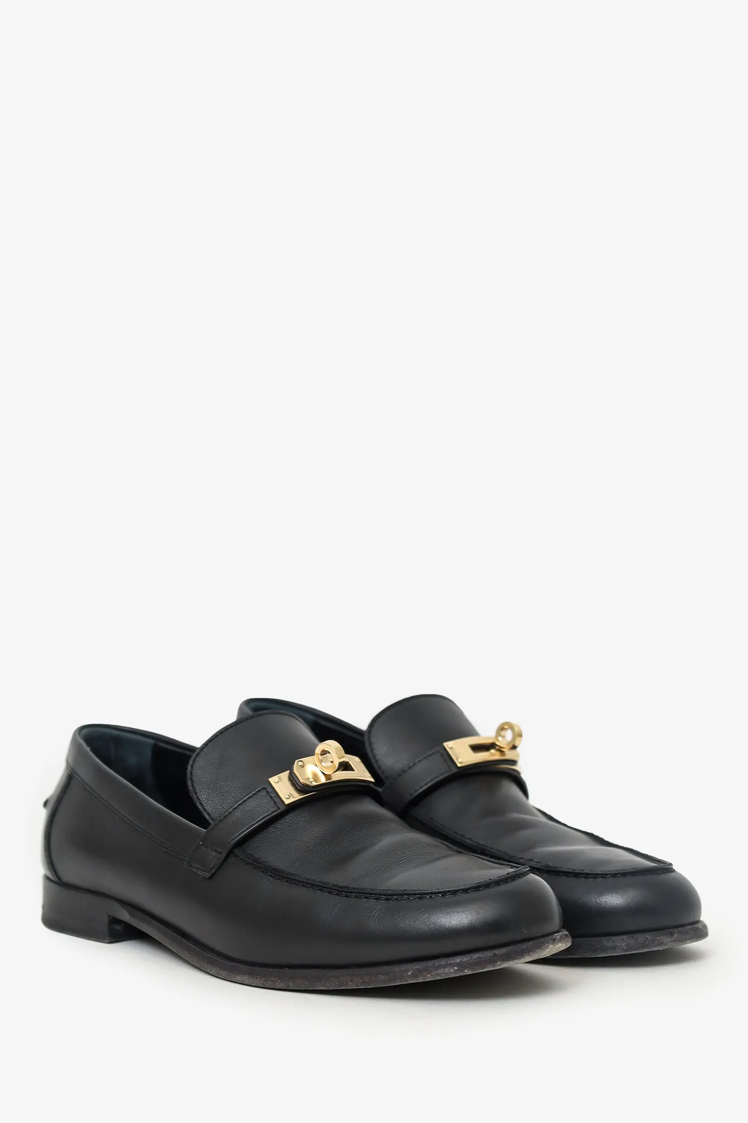 Hermés Black Leather 'Destin' Loafer Size 38