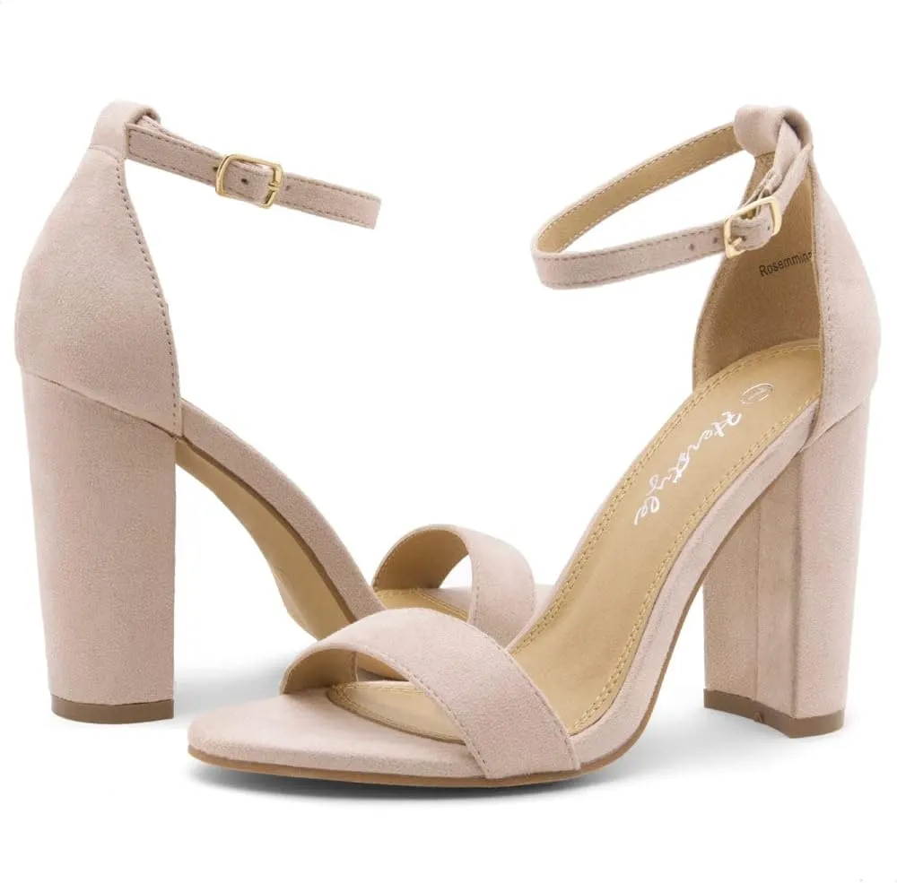 Herstyle Women’s Chunky Block Heels – Open Toe Ankle Strap Sandals, 3.75 Inch High Heels for Wedding, Party & Dressy Occasions – Comfortable Strappy Dress Shoes