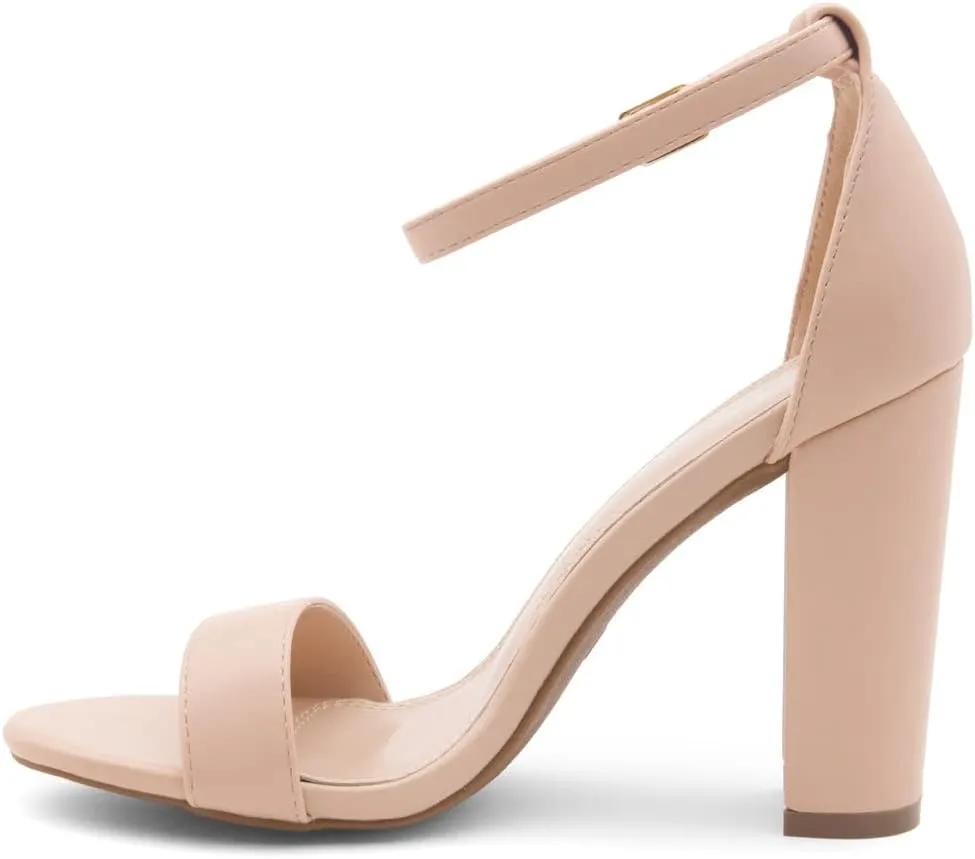 Herstyle Women’s Chunky Block Heels – Open Toe Ankle Strap Sandals, 3.75 Inch High Heels for Wedding, Party & Dressy Occasions – Comfortable Strappy Dress Shoes