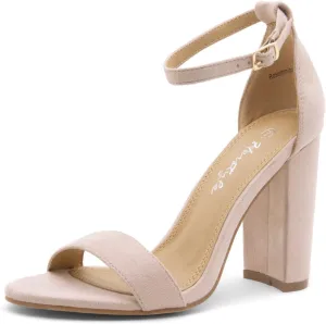 Herstyle Women’s Chunky Block Heels – Open Toe Ankle Strap Sandals, 3.75 Inch High Heels for Wedding, Party & Dressy Occasions – Comfortable Strappy Dress Shoes