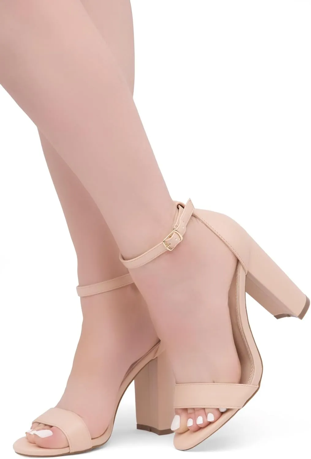 Herstyle Women’s Chunky Block Heels – Open Toe Ankle Strap Sandals, 3.75 Inch High Heels for Wedding, Party & Dressy Occasions – Comfortable Strappy Dress Shoes
