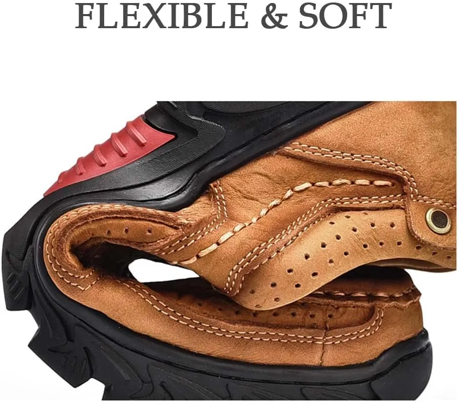 HESBITEUL Men's Leather Loafers Office Slip-on Shoes Casual Walking for Work Outdoor Trekking