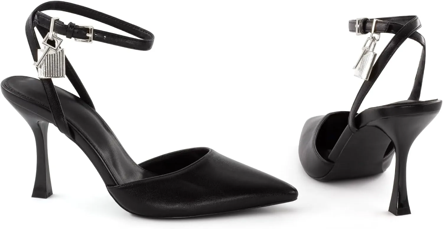 High Heels for Women Closed Pointed Toe Slingback Pumps Ankle Strap Sexy Stiletto Heel Party Wedding Dress Shoes