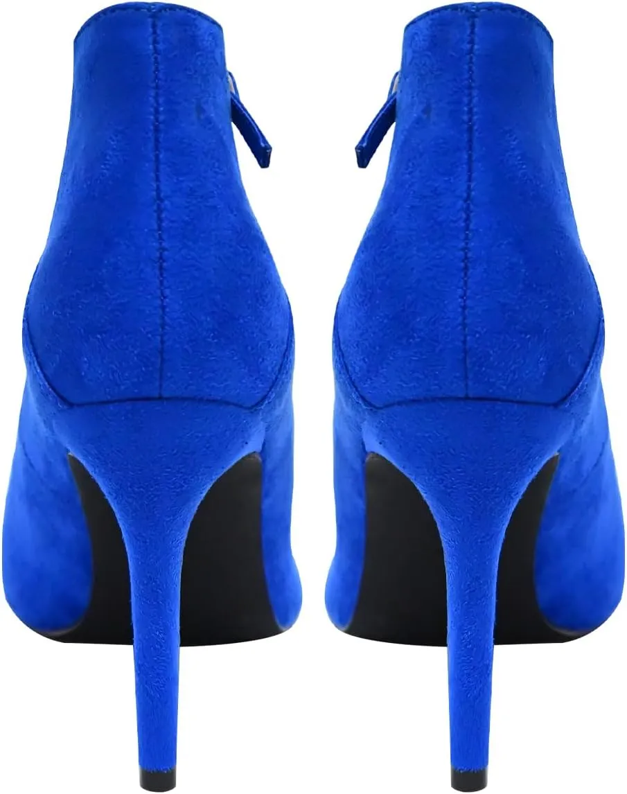 High Heels Pumps for Women 3.7-Inch Closed Toe Pumps Dress Shoes Trendy Two Ankle Strap Pointed Toe Sexy Stiletto Heels for Prom Business Party Wedding