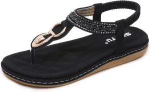 HNGHOU Women's Summer Sandals Casual Comfortable Flip Flops Bohemian Beach Clip Toe Sandals