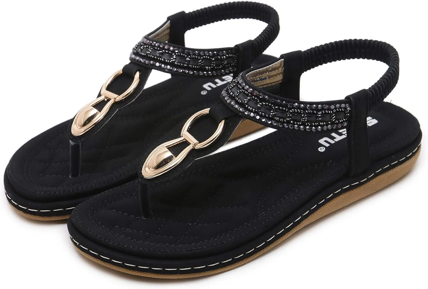 HNGHOU Women's Summer Sandals Casual Comfortable Flip Flops Bohemian Beach Clip Toe Sandals