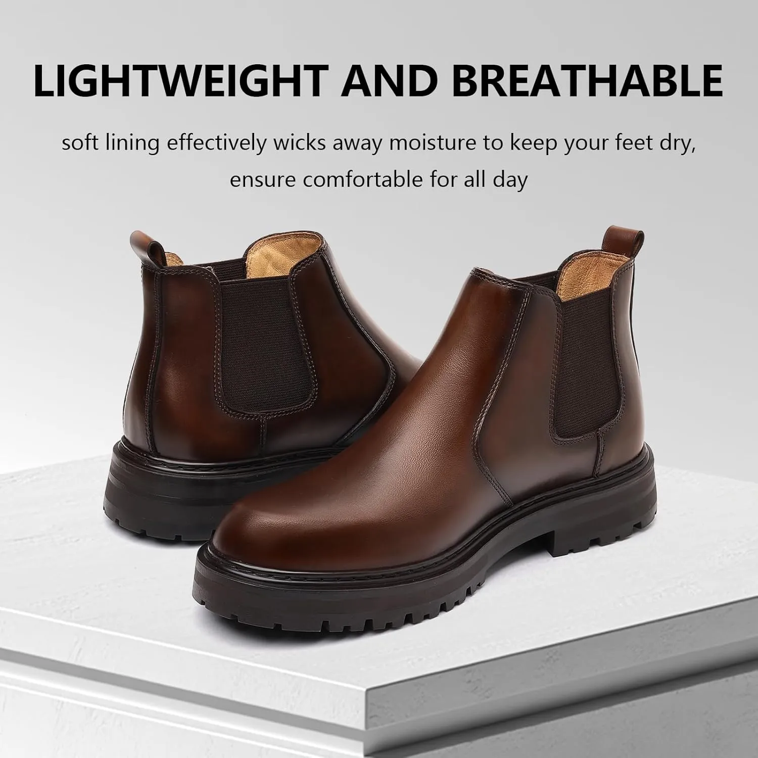 Holy dove Mens Chelsea Boots Leather Ankle Boots for Men Classic Stylish Slip On Dress Boots for Casual Fomal Wear